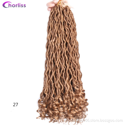 Hot Sale Curly Faux Locs Crochet Hair Deep Wave Braiding Hair With Curly Ends Crochet Goddess Locs Synthetic Braids For Woman